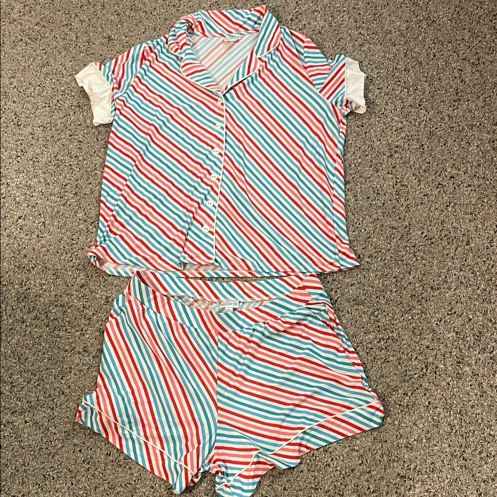 Woman Pajama Set - Red and Blue